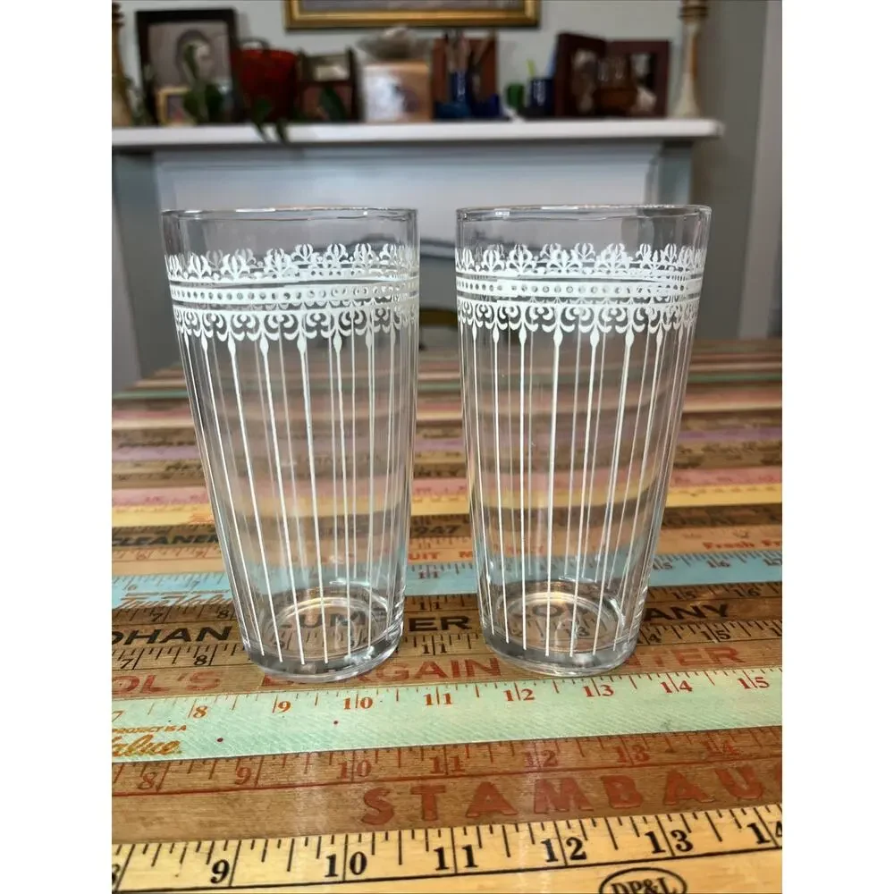 Vintage Floral Drinking Glass Lot of 6 Vintage Retro 60s MCM Tumblers Flowers